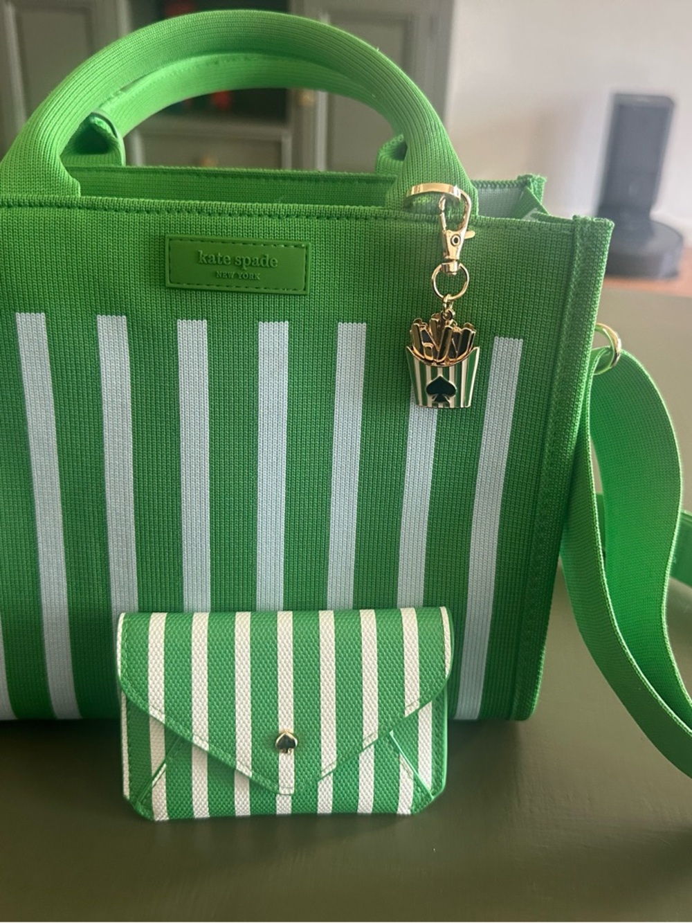 Kate Spade x Target bag, wallet, and two bag charms